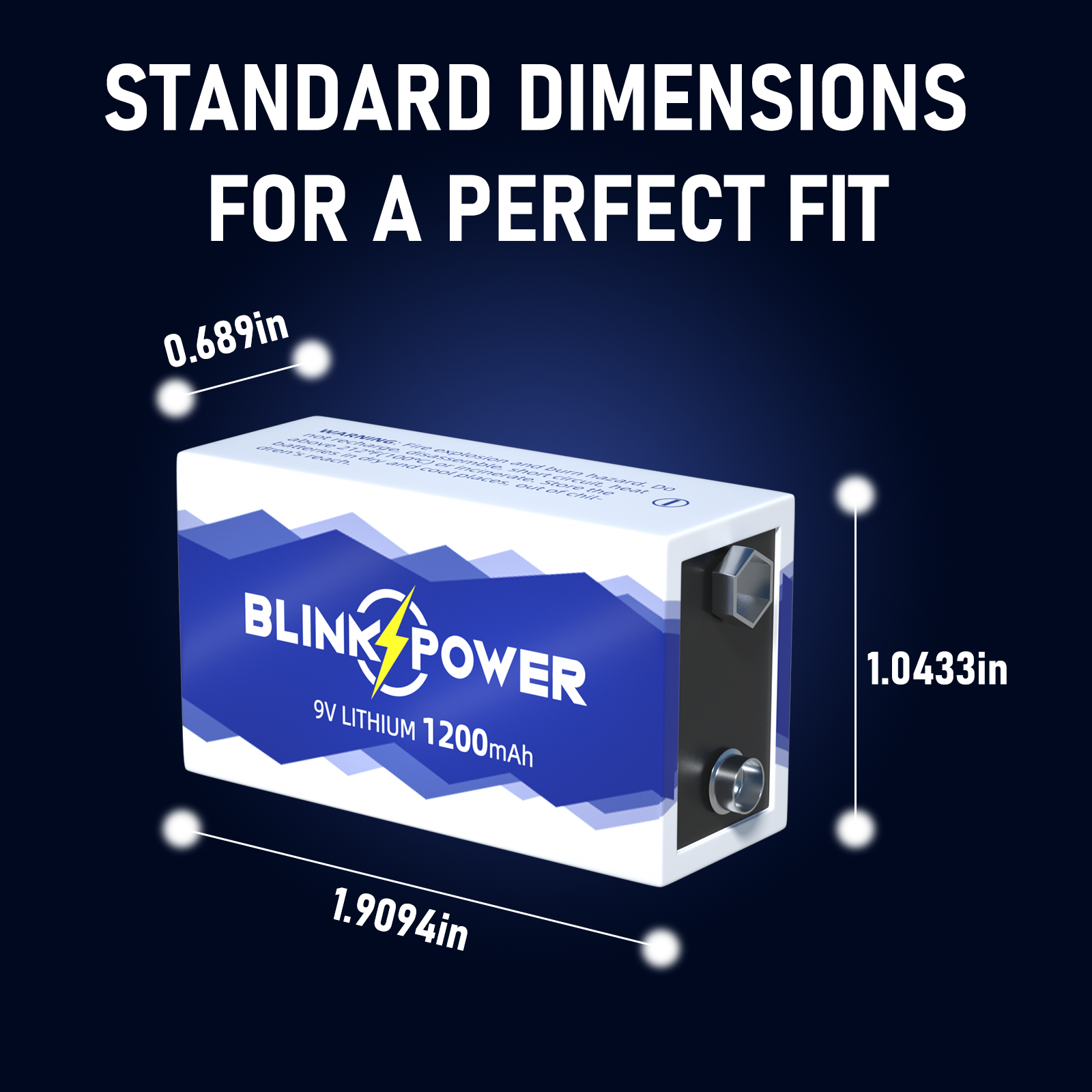 Blinkspower 1200mAh 9V Lithium Batteries, Long-Lasting for Smoke Detectors, Non-Rechargeable
