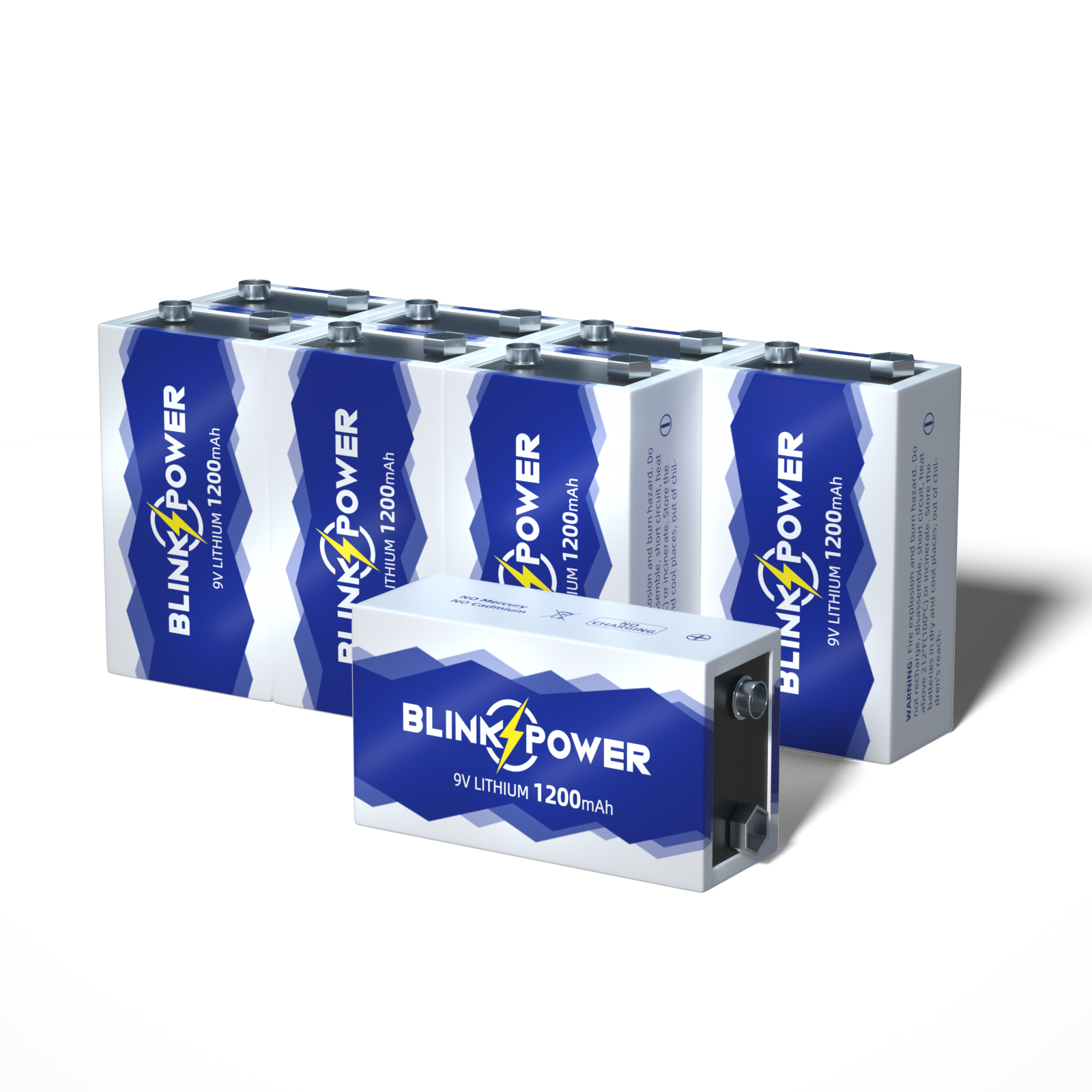 Blinkspower 1200mAh 9V Lithium Batteries, Long-Lasting for Smoke Detectors, Non-Rechargeable