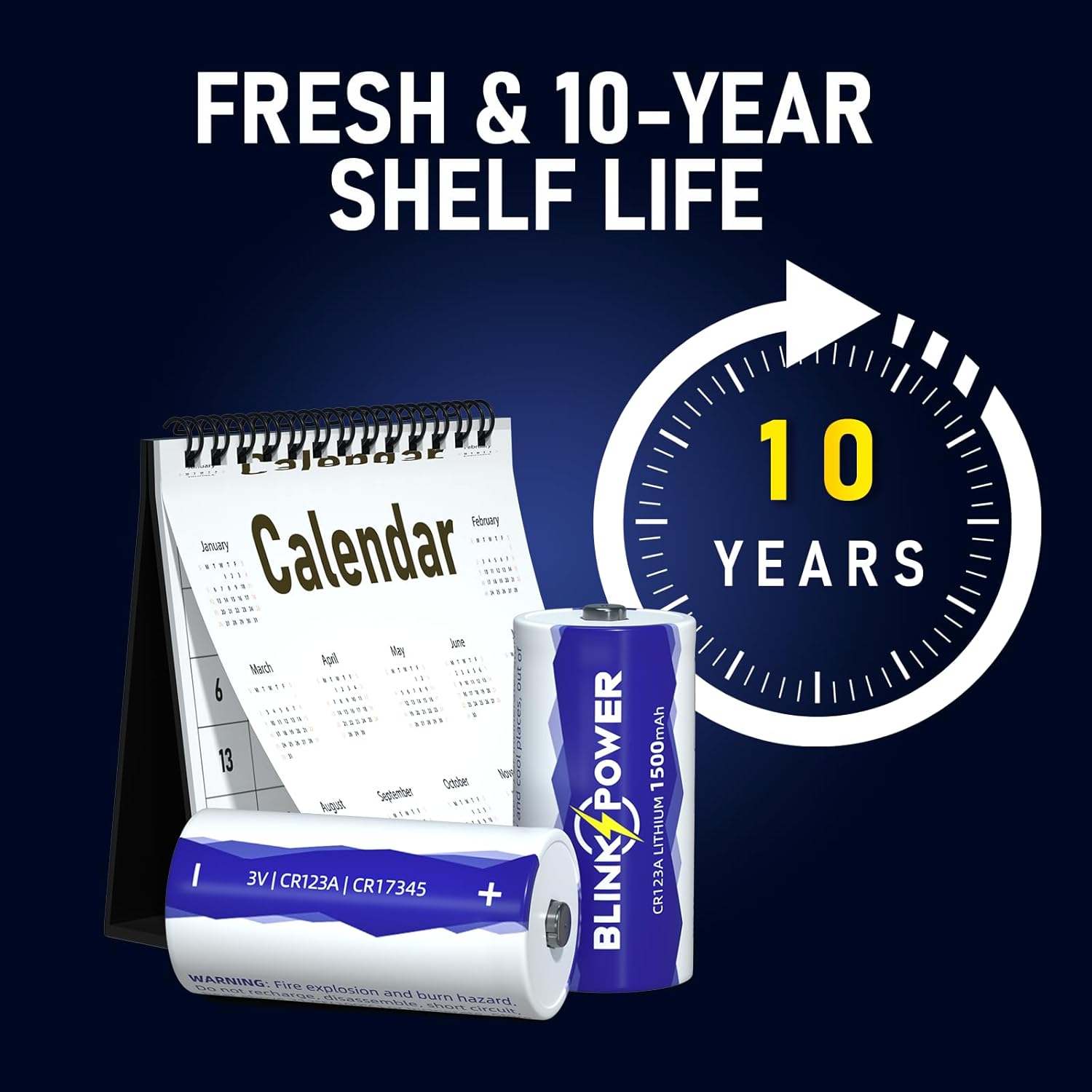 CR123A 3V Lithium Battery, 1500mAh Longest Lasting for Flashlight