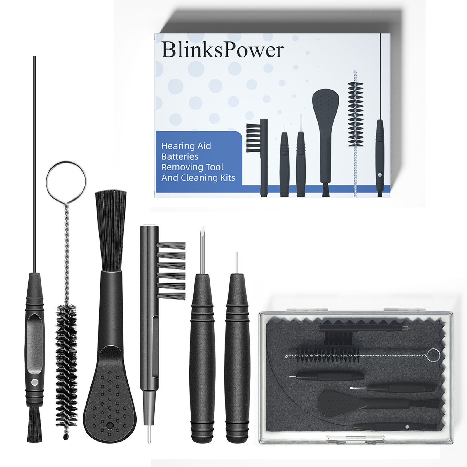 Blinkspower Hearing Aid Batteries Removing Tool and Cleaning Kits