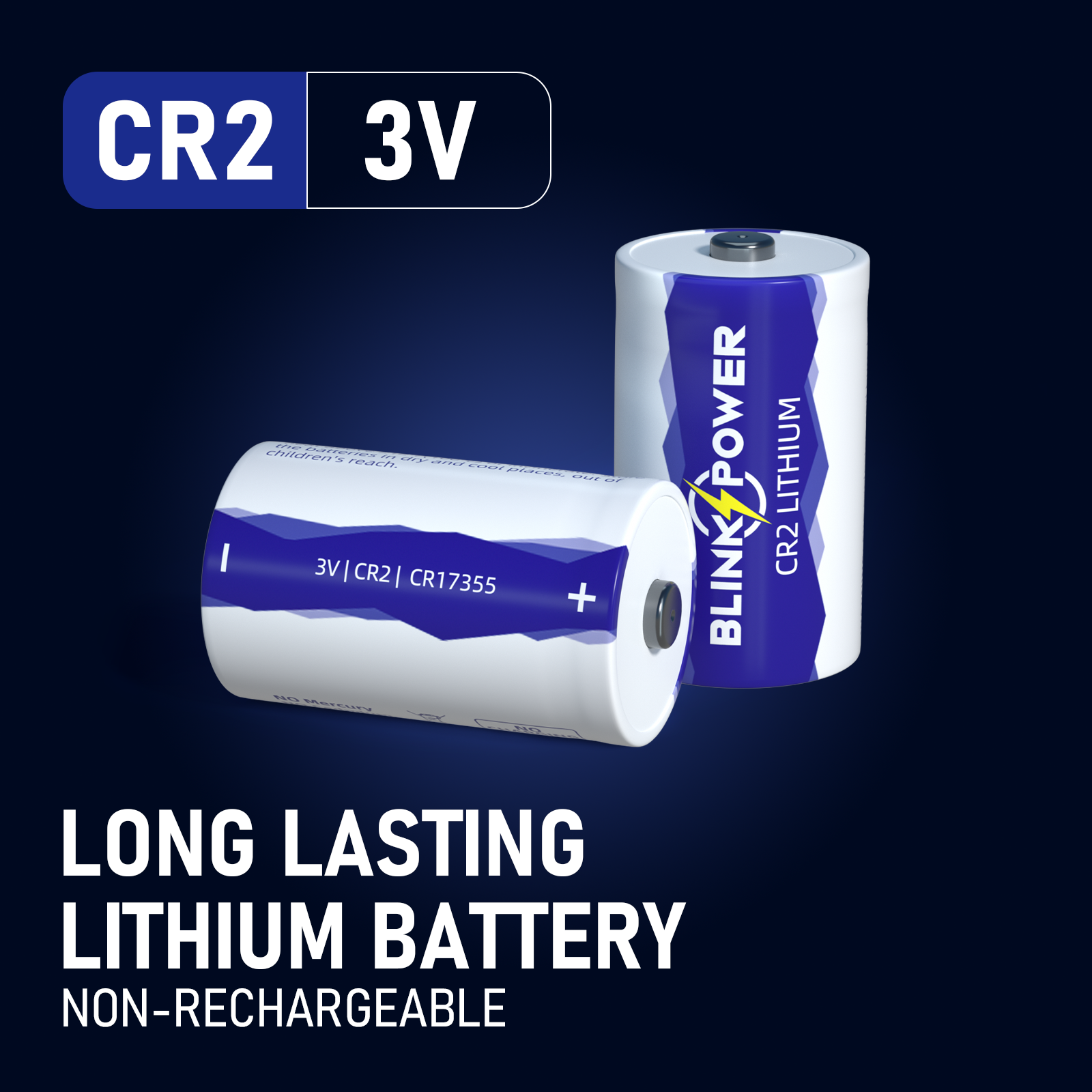 CR2 Battery, 900 mAh, 10-Year Shelf Life, Leak-Proof Design for Range Finder