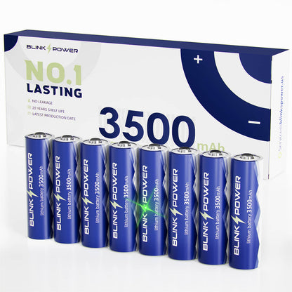 AA Lithium Batteries 8 Pack, 3500mAh NO.1 Lasting, 1.5V, Non-rechargeable