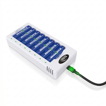 Blinkspower Rechargeable AA Batteries with Charger, 8 Pack 3000mAh NiMH AA Batteries with Battery Charger